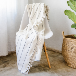 Throws:  White with Black Stripes and Tassels @R700