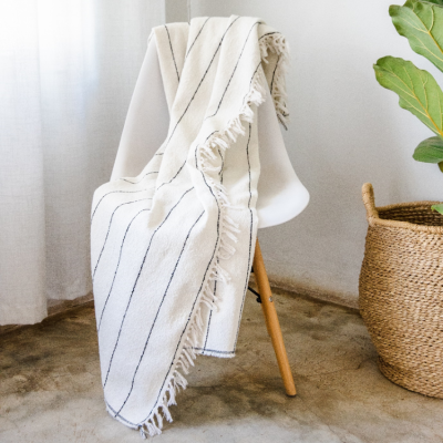 Throws:  White with Black Stripes and Tassels @R700