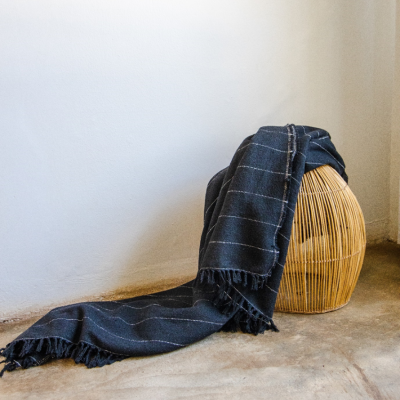 Throws:  Black with White Stripes and Tassels @R700